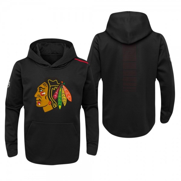Youth Chicago Blackhawks Black Authentic Pro Rinkside Fleece Pullover Hoodie