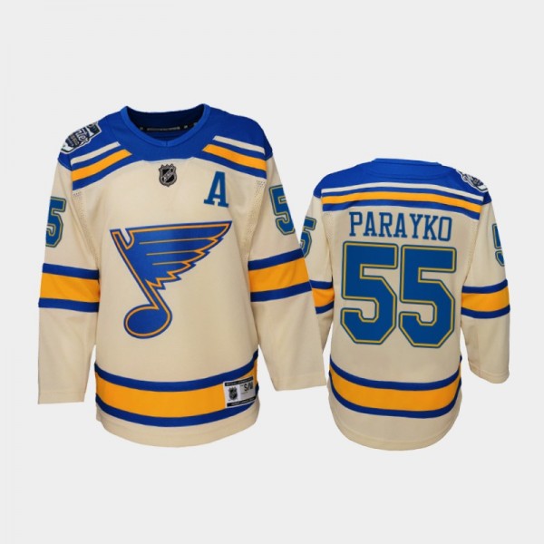 Youth St. Louis Blues Colton Parayko #55 2022 Winter Classic Bluenote Cream Jersey
