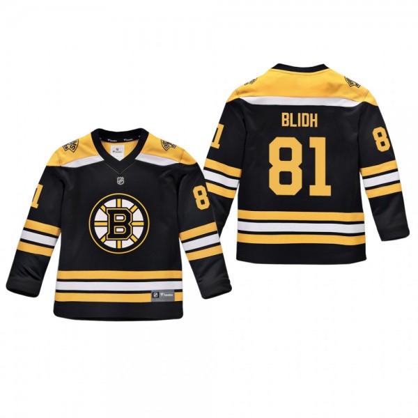 Youth Boston Bruins Anton Blidh #81 Home Low-Price...