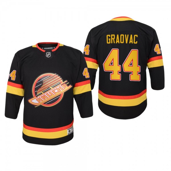 Youth Vancouver Canucks Tyler Graovac #44 Throwback Flying Skate Premier Black Jersey
