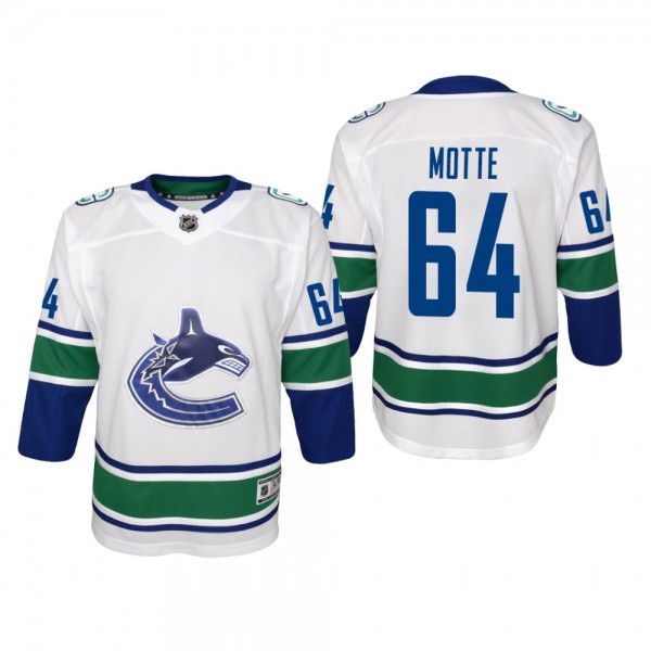 Youth Vancouver Canucks Tyler Motte #64 Away Premier White Jersey