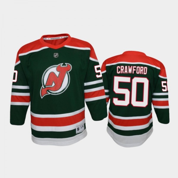 Youth New Jersey Devils Corey Crawford #50 Reverse Retro 2020-21 Special Edition Replica Green Jersey
