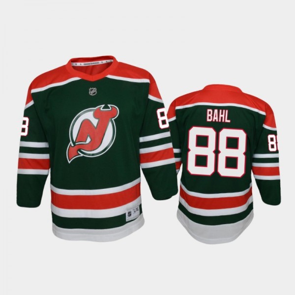 Youth New Jersey Devils Kevin Bahl #88 Reverse Retro 2021 Green Jersey
