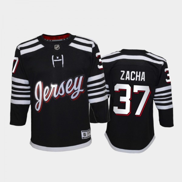 Youth New Jersey Devils Pavel Zacha #37 Alternate 2021-22 Premier Player Black Jersey