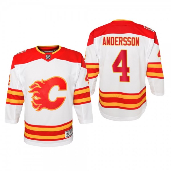 Youth Calgary Flames Rasmus Andersson #4 2019 Heritage Classic Premier White Jersey