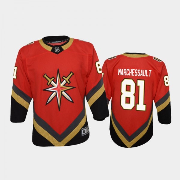 Youth Vegas Golden Knights Jonathan Marchessault #81 Reverse Retro 2020-21 Replica Red Jersey