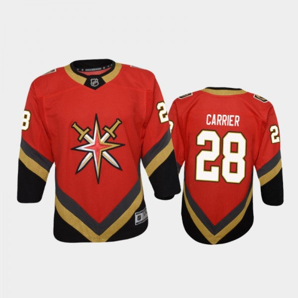 Youth Vegas Golden Knights William Carrier #28 Reverse Retro 2020-21 Replica Red Jersey