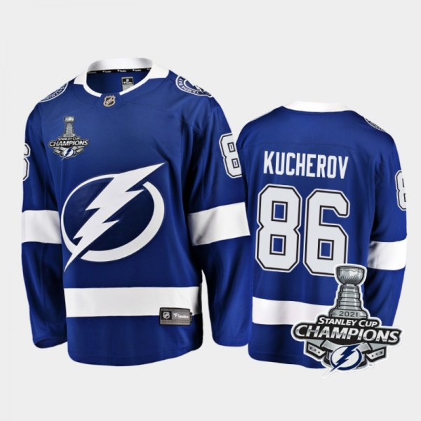 Youth Tampa Bay Lightning Nikita Kucherov #86 2021 Stanley Cup Champions Home Blue Jersey