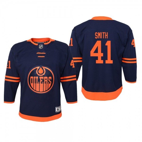 Youth Edmonton Oilers Mike Smith #41 Alternate Premier Navy Jersey