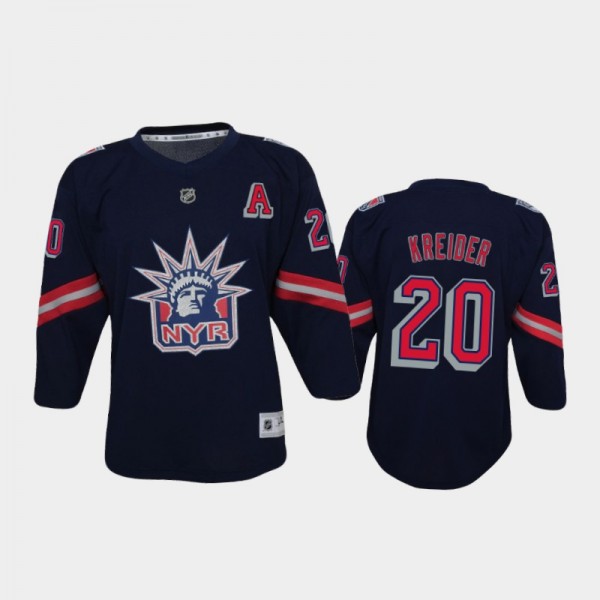 Youth New York Rangers Chris Kreider #20 Reverse Retro 2020-21 Replica Navy Jersey