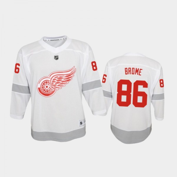 Youth Detroit Red Wings Mathias Brome #86 Reverse Retro 2020-21 Special Edition Replica White Jersey