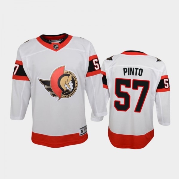 Youth Ottawa Senators Shane Pinto #57 Away 2021 Wh...