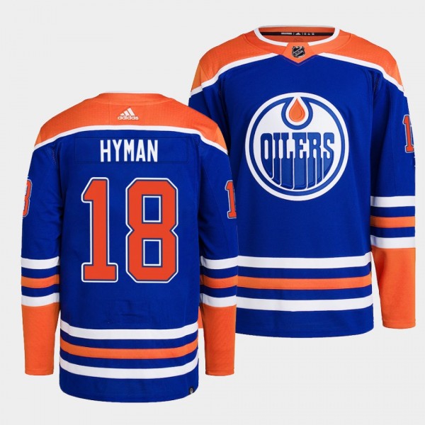 Edmonton Oilers 2022-23 Authentic Home Zach Hyman #18 Royal Jersey Primegreen